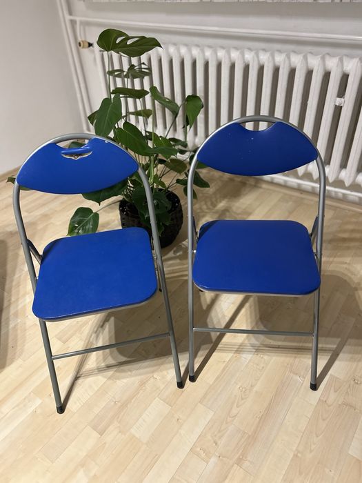 Kszesło krzesła niebieskie składane skóra jysk