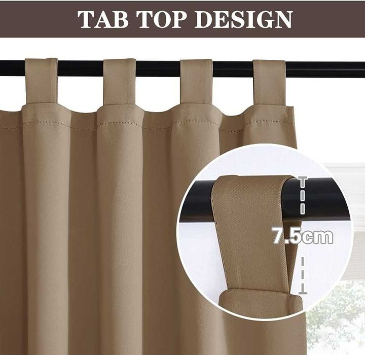 Zasłony zaciemniające blackout 140 x 175 cm piaskowy PONY DANCE szelki