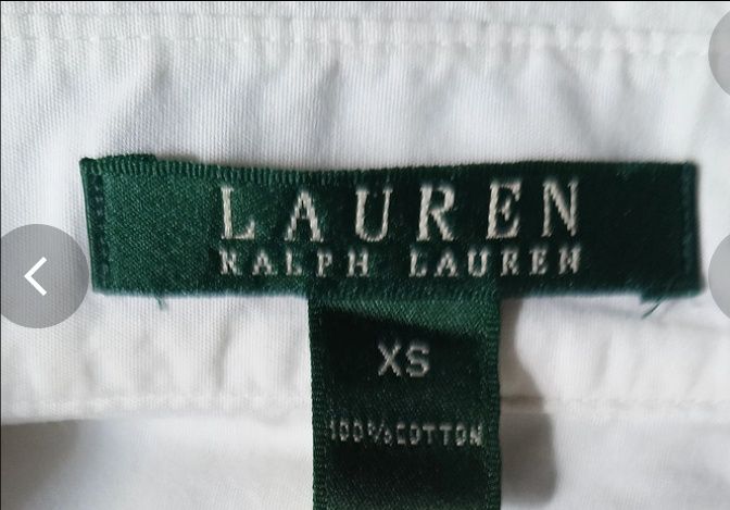 Ralph Lauren biała retro koszula z żabotem 100%bawełna róż 34.