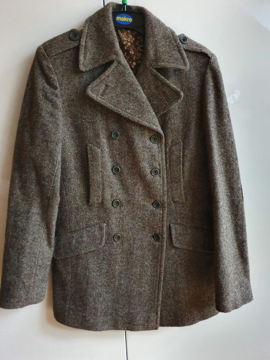 Płaszcz wełniany Liu Jo w jodełkę vintage 36 38