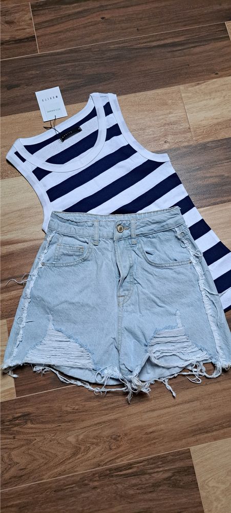 Szorty jeansowe jasny denim Zara r.34 wysoki stan szorty dżinsowe