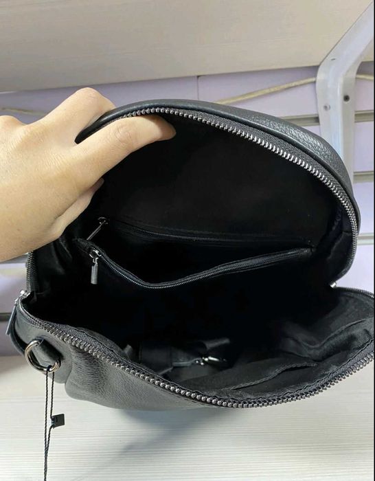 Фото реальні! Зручний шкіряний рюкзак жіночий чорний