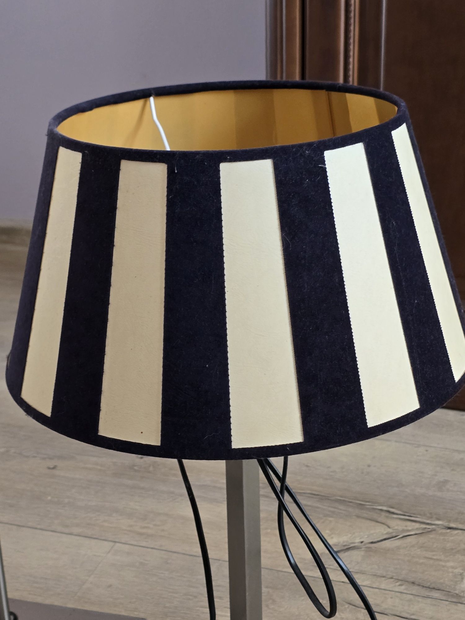 Lampa stołowa na stolik nocny kremowo granatowa 56cm