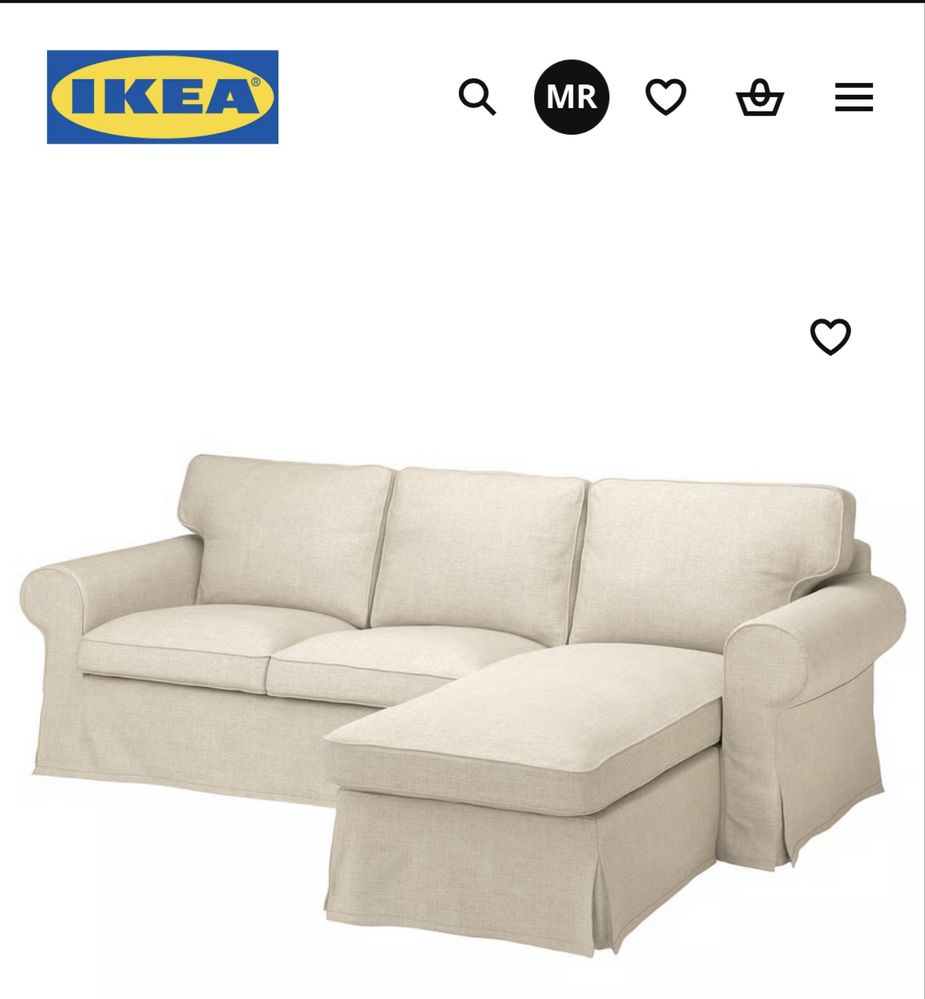 Sofá EKTORP com chaise long e cama IKEA como novo