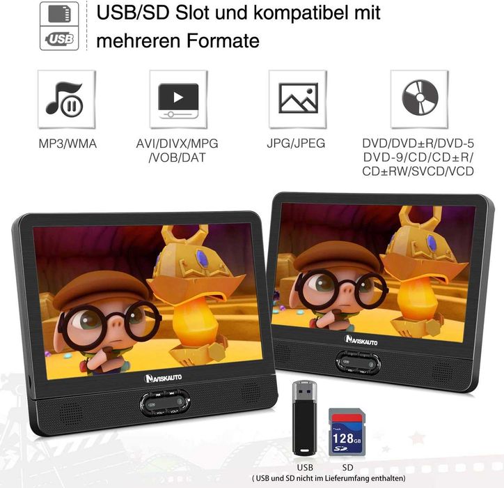 NAVISKAUTO VN1251-N1 Samochodowy odtwarzacz DVD 12 cali, LCD