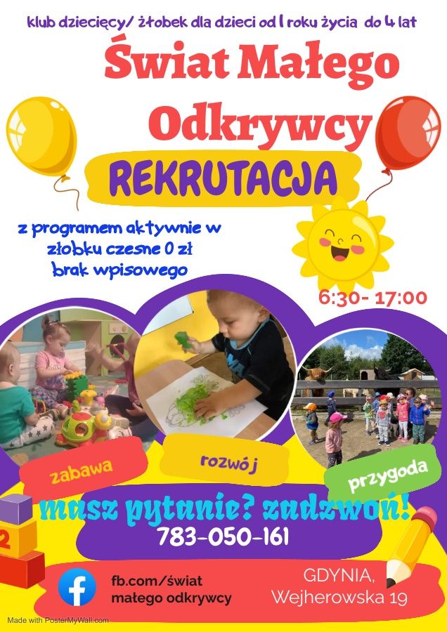 Miejsca dla dzieci w klubie dziecięcym/ żłobku
