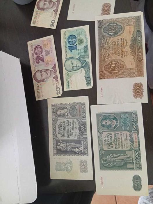 Banknoty PRL i I wojna światowa idealny stan