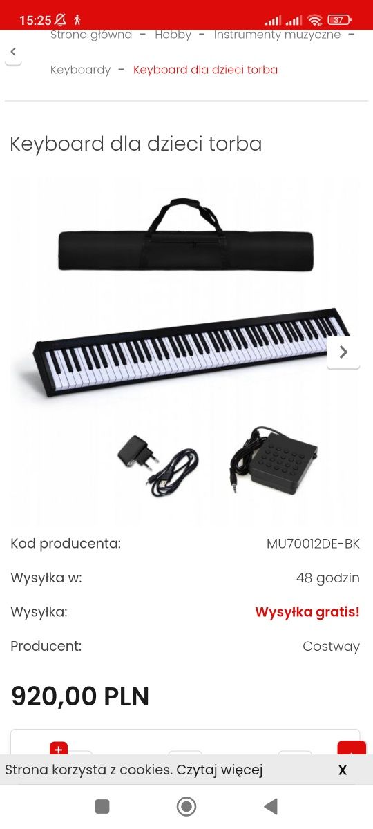 Keyboard dla dziecka z torba