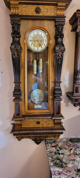Wiszący wagowy zegar G Becker tarcza seledynka - okucia z Brązu 170 cm