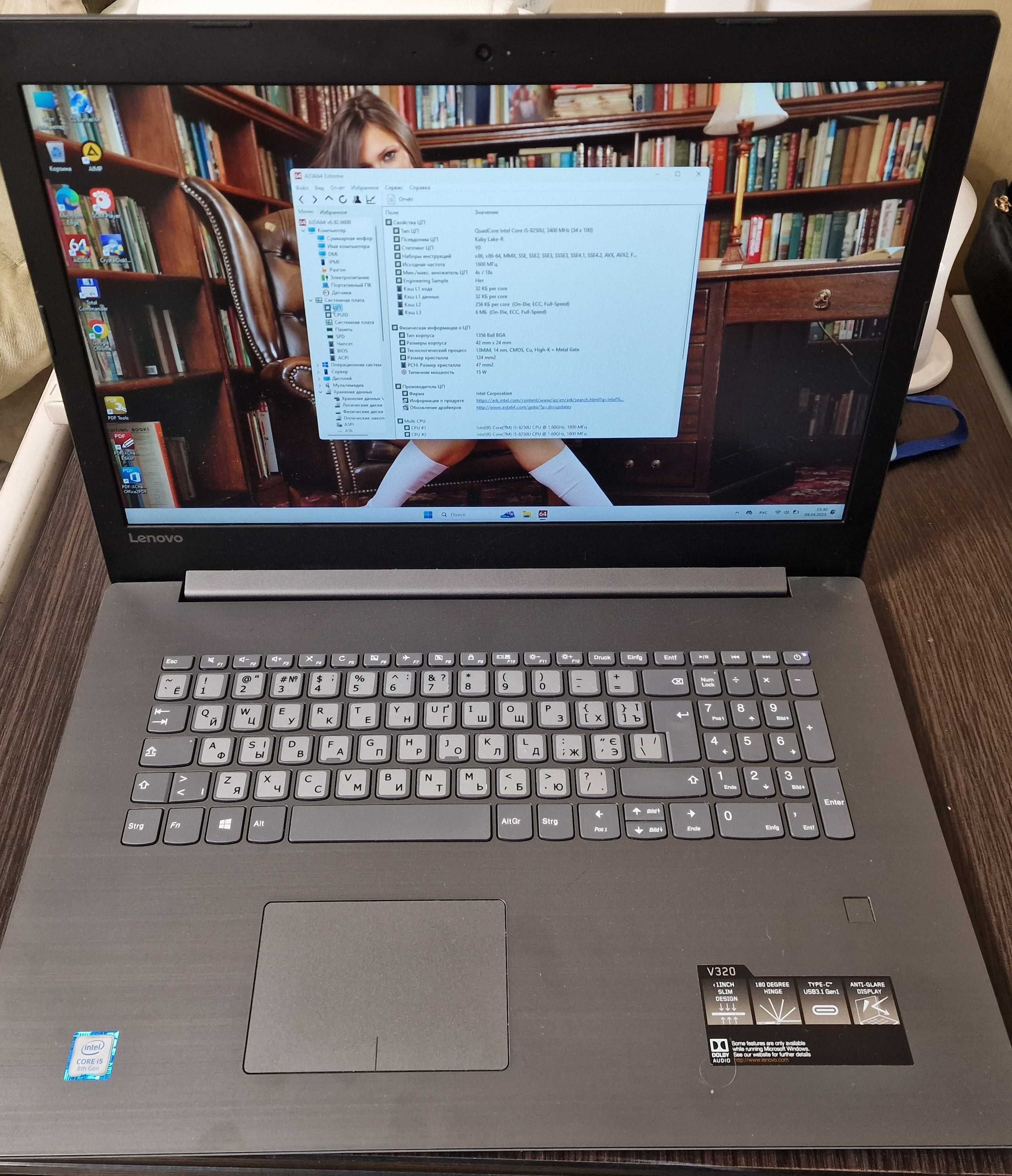 НоутбукLENOVO V320-17IKB IronGrey17,3" FHD,I5-8250U/20gb DDR4/ssd480gb