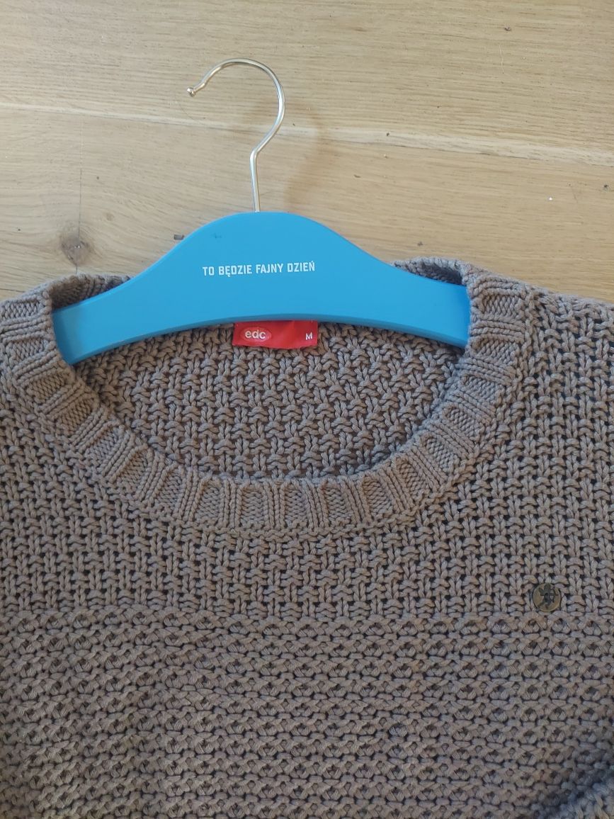 Nowy sweter EDC by Esprit cappucino orginał, stylowy splot r over M/38