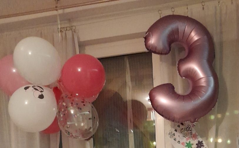 Balon cyfra 3 wysokosc 70cm fiolet  fioletowy urodziny urodzinki