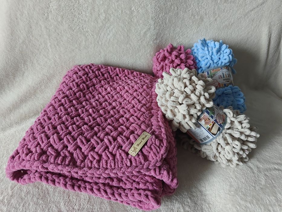 Kocyk z włóczki Alize Puffy Fine