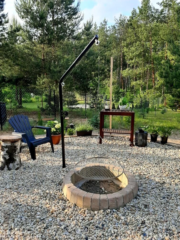 Ruszt nad palenisko grill nad ognisko obracany z korba caly kpl zuraw
