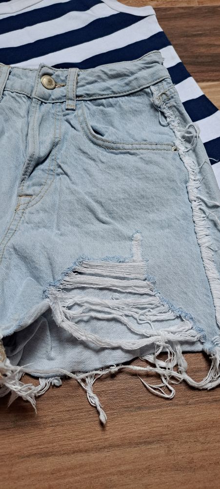 Szorty jeansowe jasny denim Zara r.34 wysoki stan szorty dżinsowe