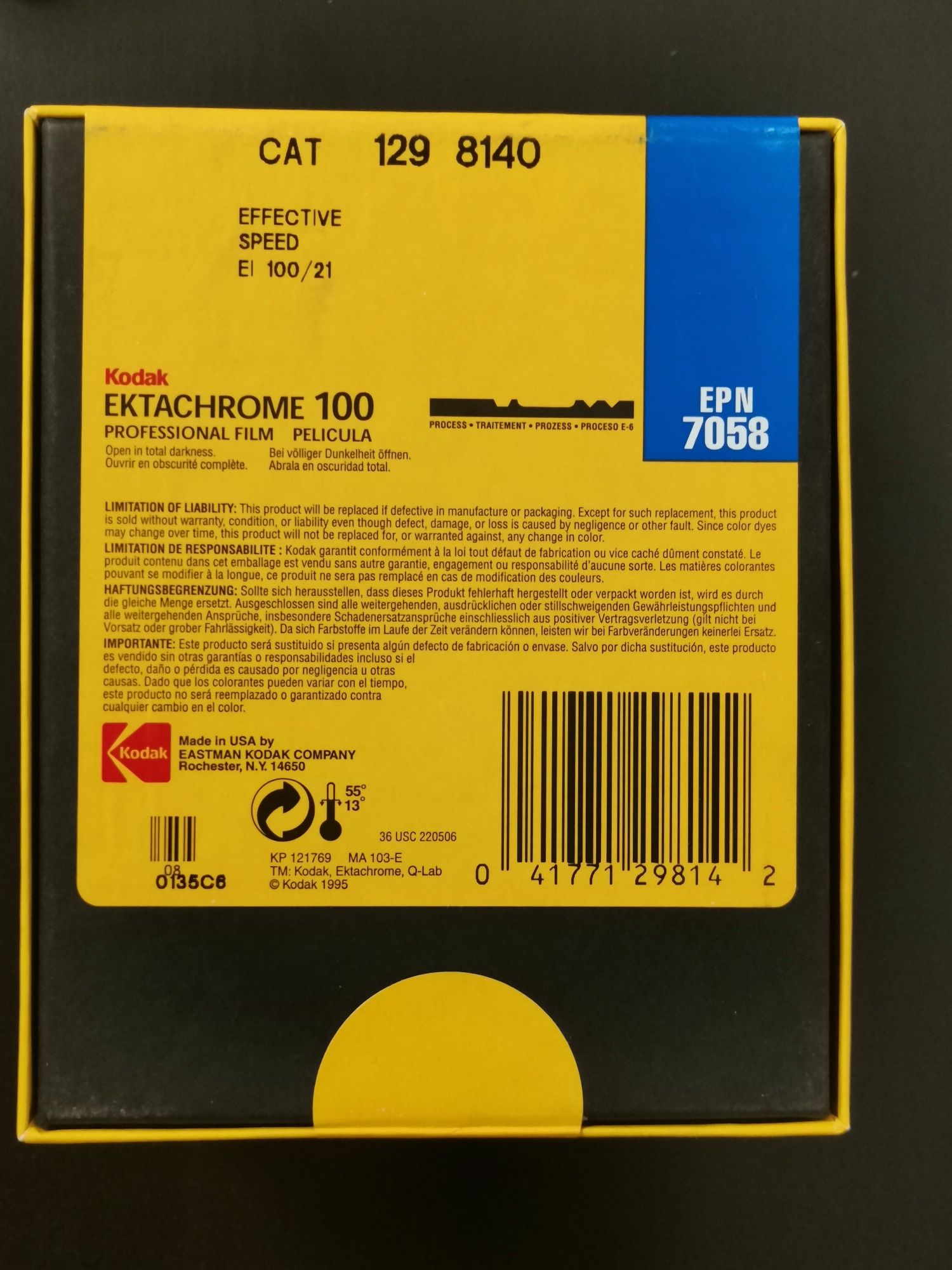 Kodak Ektachrome 9x12 100 ISO Slajd do 4x5
