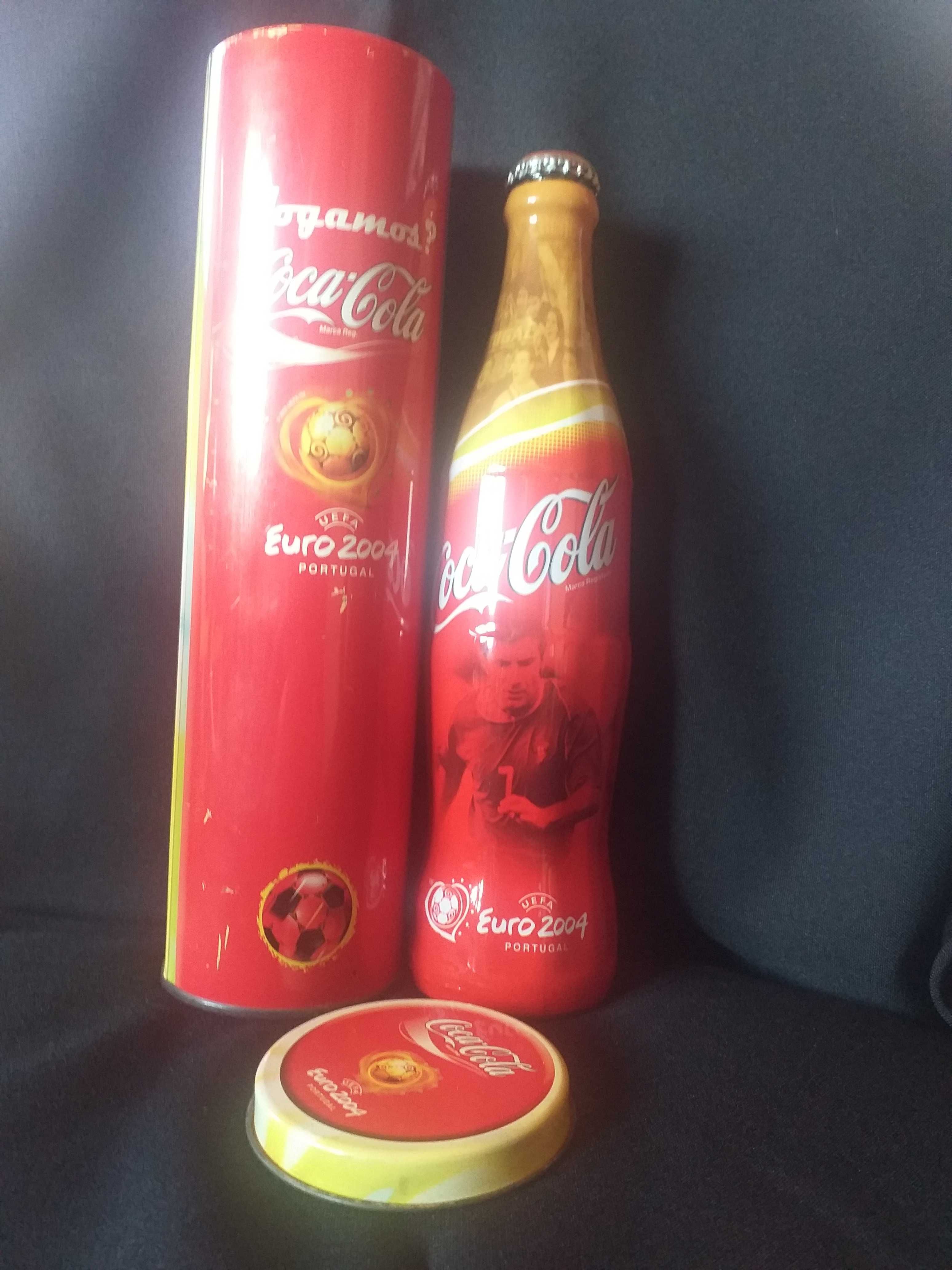 Lata + garrafa cheia Coca-cola Euro 2004