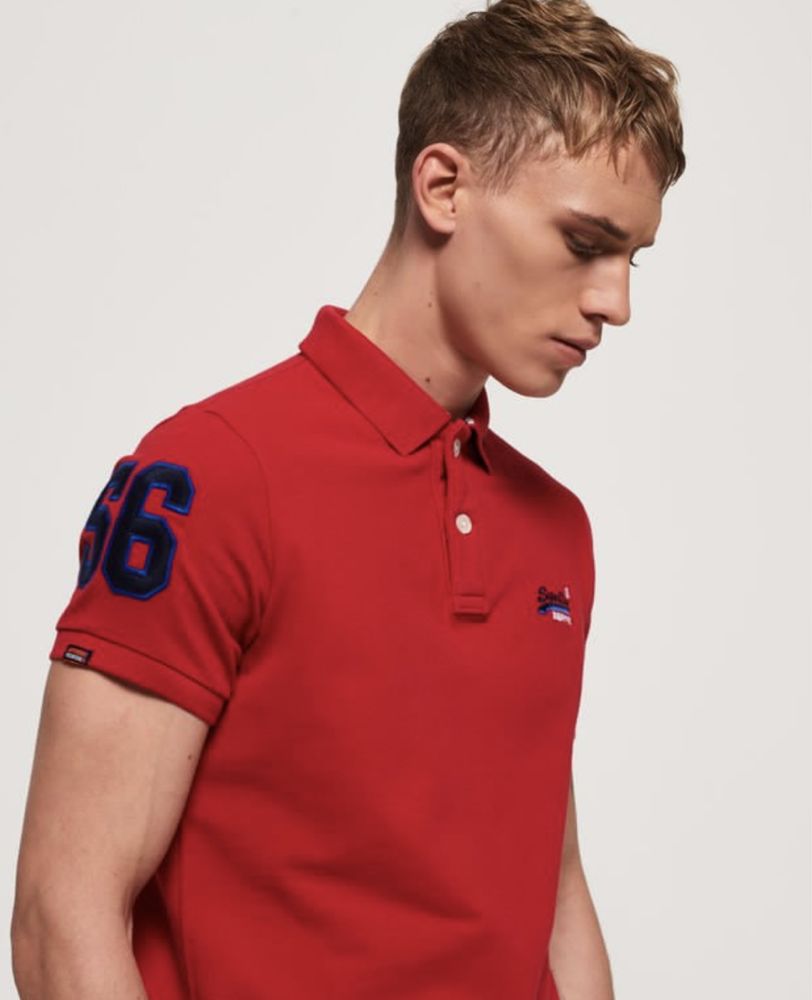 Мужская красная футболка поло  Superdry XL оригинал тениска