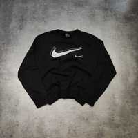 MĘSKA Bluza Crewneck Duże Logo Swoosh Czarna Nike Bawełna sportowa