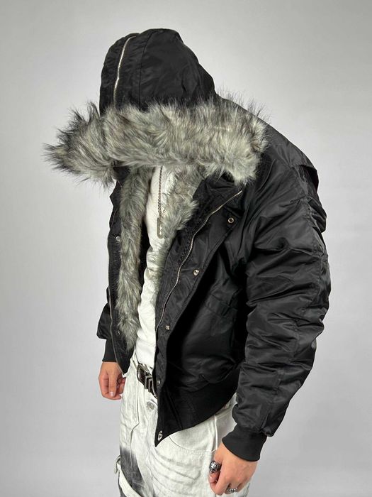 Бомбер чорний MA-1 з хутром аляска куртка курточка пуховик opium M L