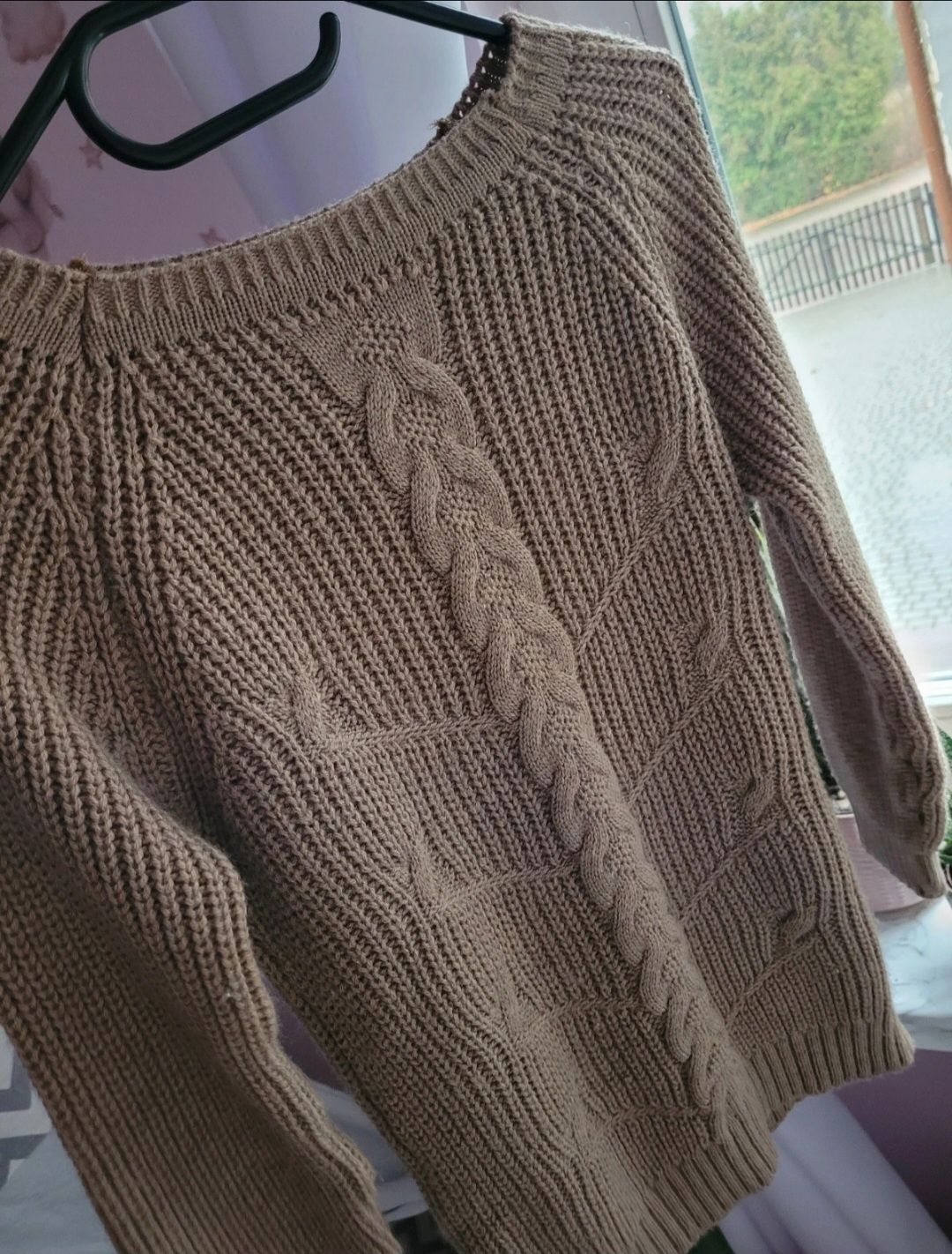 Sweter damski pleciony długi ciepły baisc rozmiar s/m