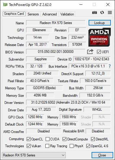 Karta graficzna Radeon RX570 ITX 4GB