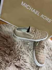 Michael Kors buty mokasyny sneakersy r 36 35 złote brokatowe logowane