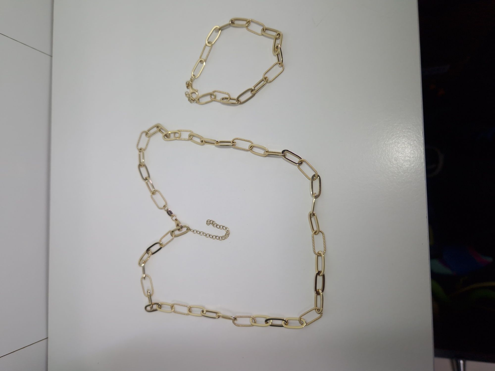 Złoty komplet łańcuch i bransoletka duże oczka Tiffany, Cartier