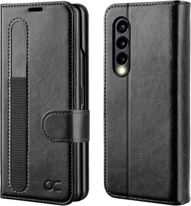 OCASE etui skórzane Samsung Galaxy Z Fold 3 Uchwyt portfel czarne