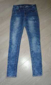 Spodnie jeansowe XS/S 34/36 Skinny Dżinsy rurki z przetarciami damskie