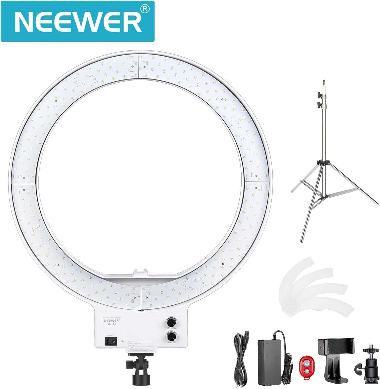 Ringlight branco tripé prata 48cm anel luz bicolor regulação cor