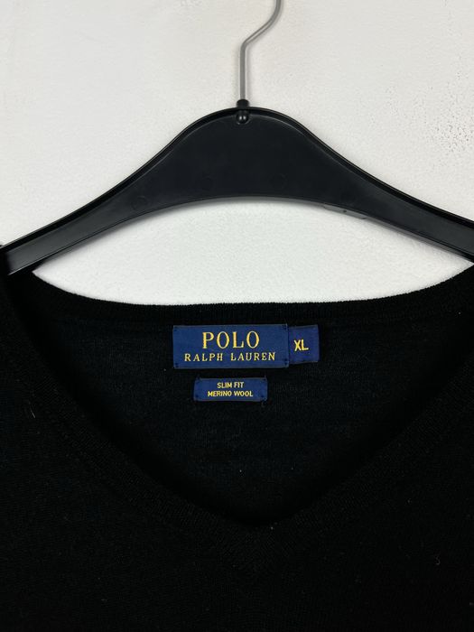 Czarny sweter męski z wełny merino Polo Ralph Lauren rozmiar XL fit L