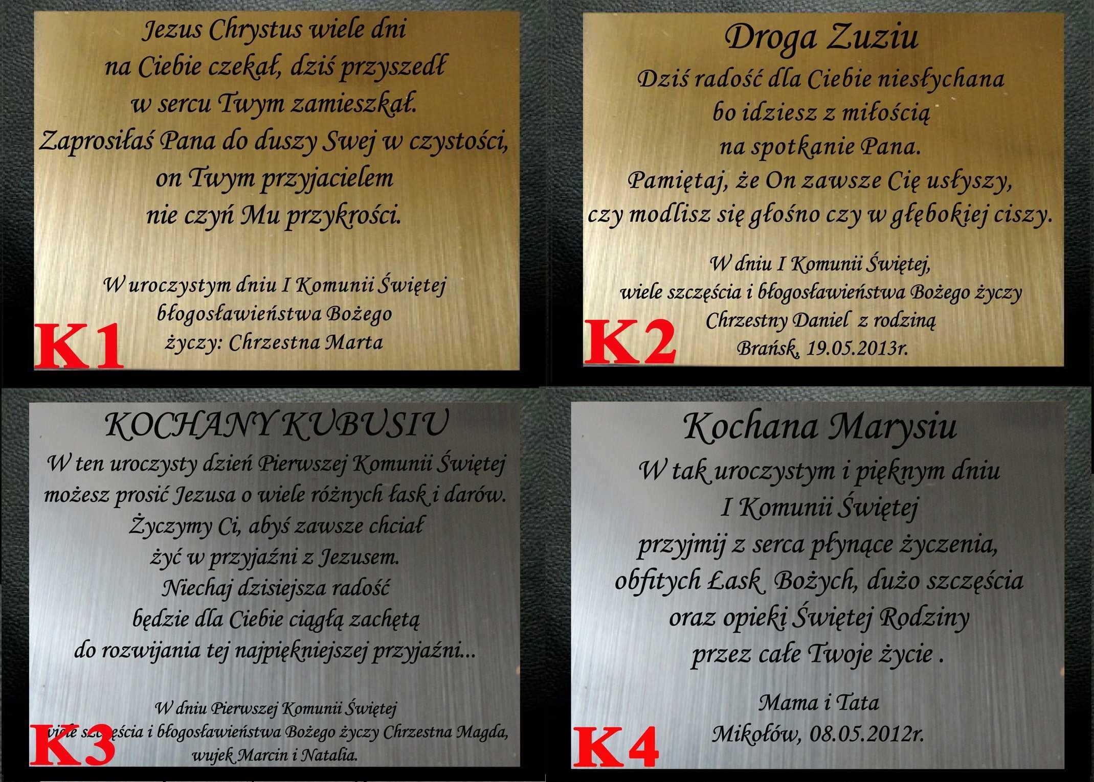 Obrazek pamiątka I komunii świętej dla chłopca + grawer a3-c8