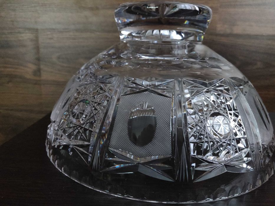 Ваза фруктовница полусфера CRYSTAL BOHEMIA на ножке, d 23 см, h 13 см.