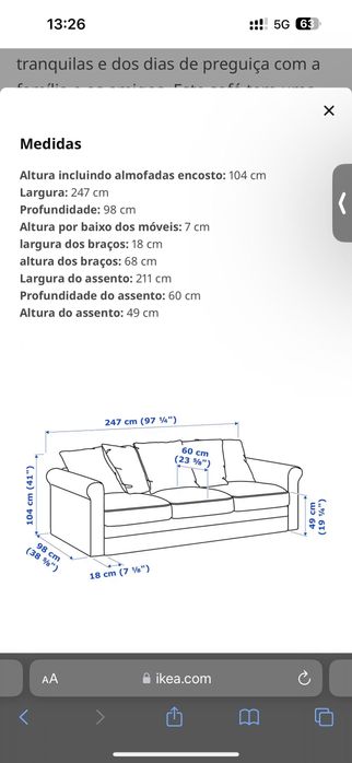 Sofá-Cama IKEA GRÖNLID 3 Lugares