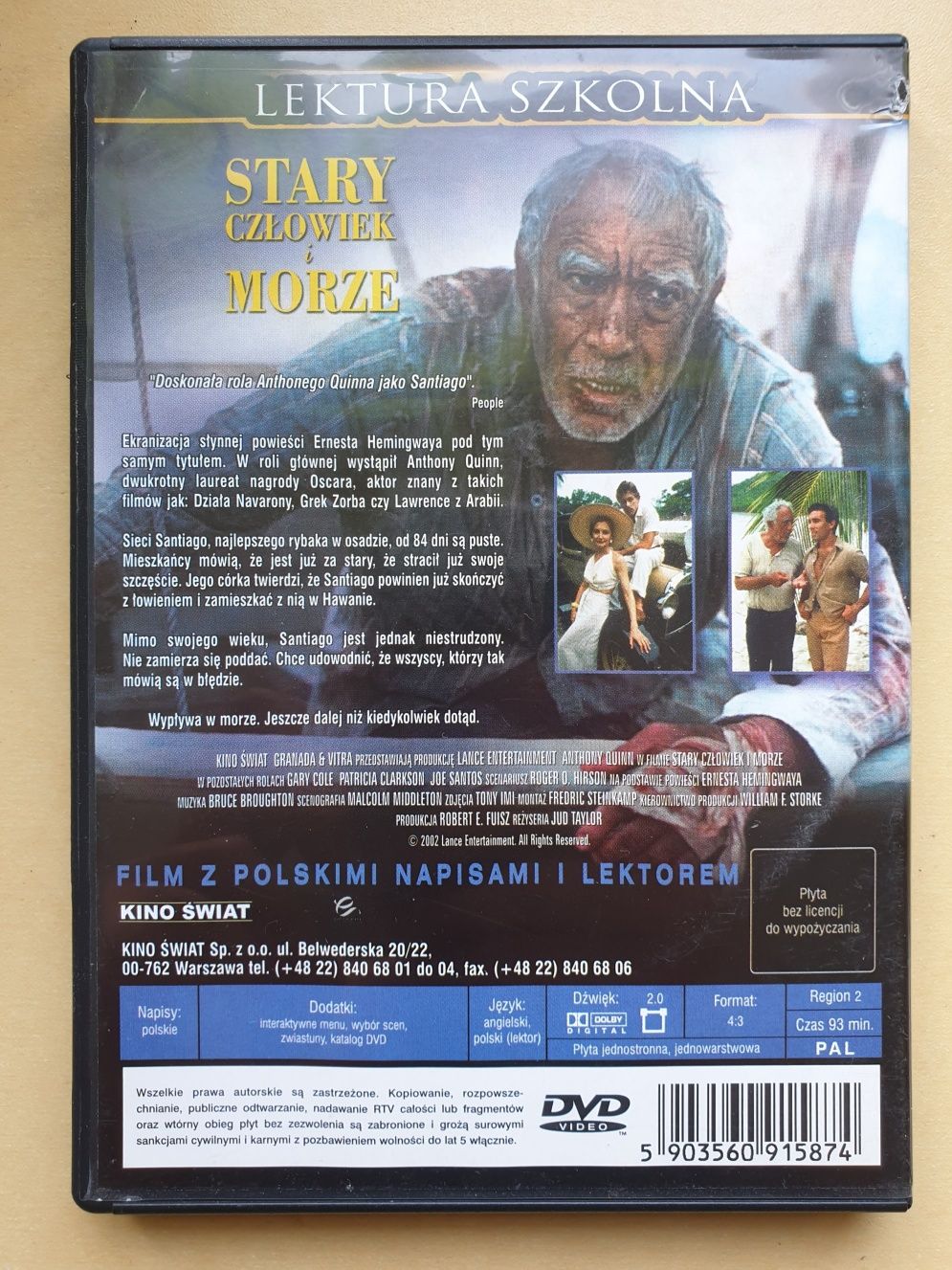 Film DVD Stary człowiek i morze Anthony Quinn