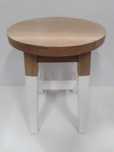 Taboret dębowy 46 cm – stołek do kuchni, toaletki – biały + drewno