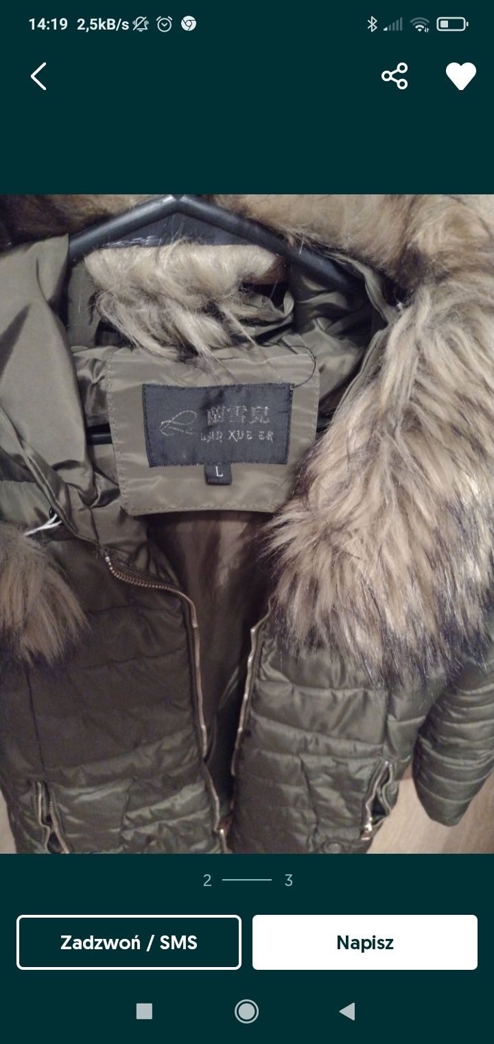 Kurtka khaki, zielona z kapturem
