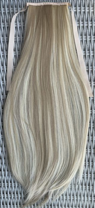 Premium Ultra blond pasemka / refleksy kucyk doczepiany treska 183.
