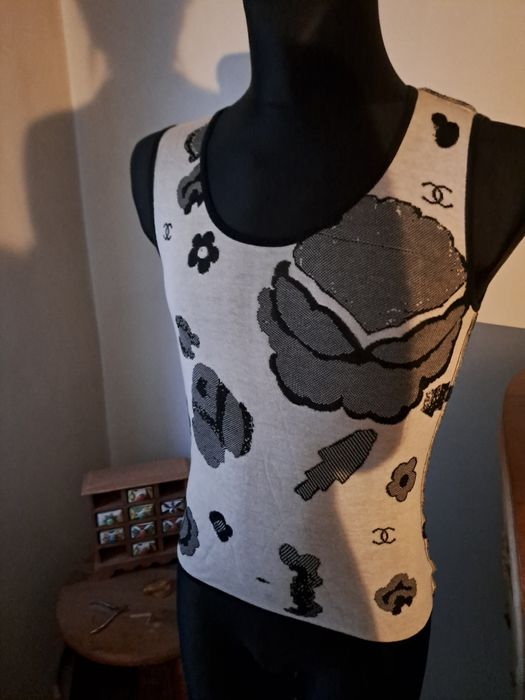 Orginalna Chanel Bluzka Niespotykany dizajn36/38Dwustronna optyka,top!