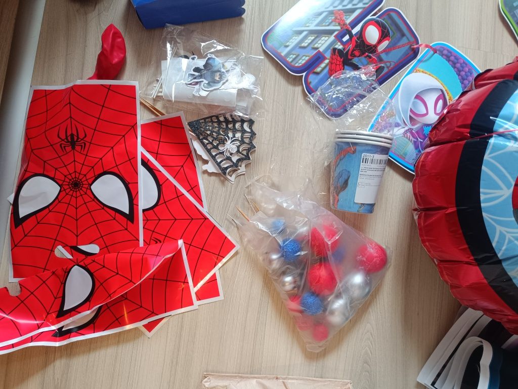 Spiderman balony dekoracje urodziny 5 dekoracje na tort napis mega