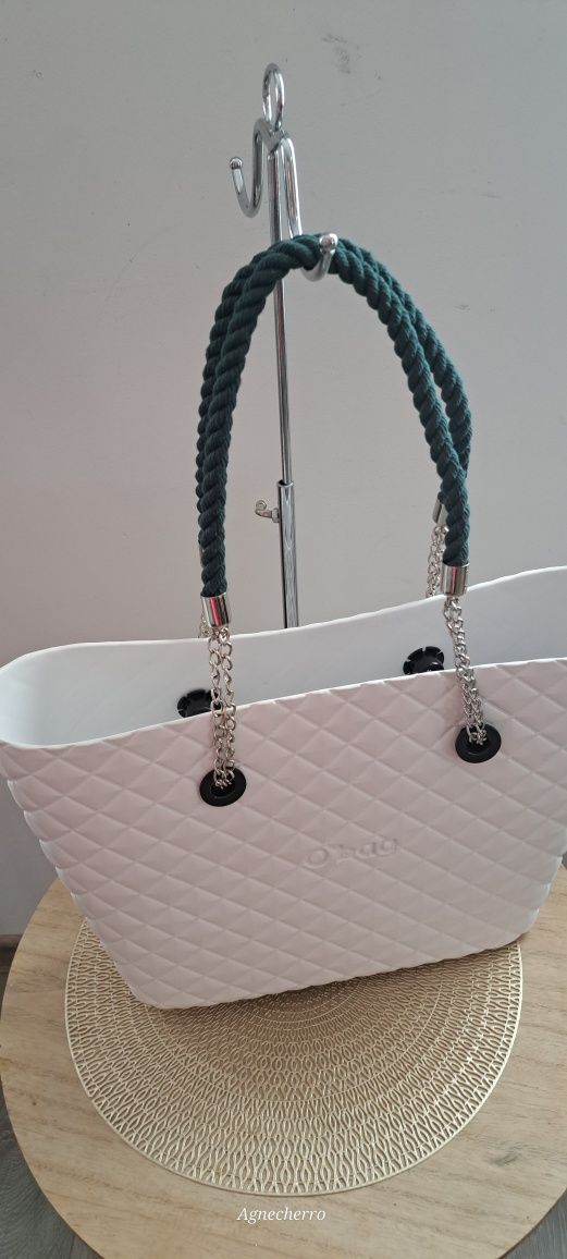 Glamoliny Zieleń 75cm srebrny łańcuch solidne rączki uchwyty