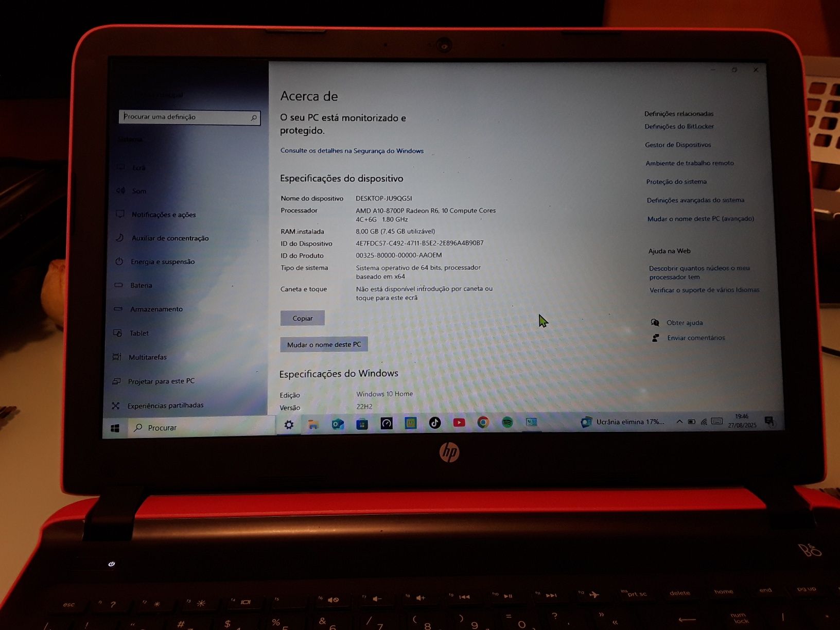 Portatil hp como novo.cor de rosa.