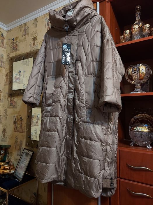 Батал! Sassofono Eze длинный пуховик ,капучино.Премиальная серия!50-58