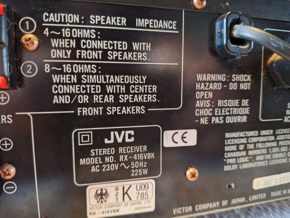 Amplituner JVC RX 416VBK + Odtwarzacz CD JVC XL W174BK