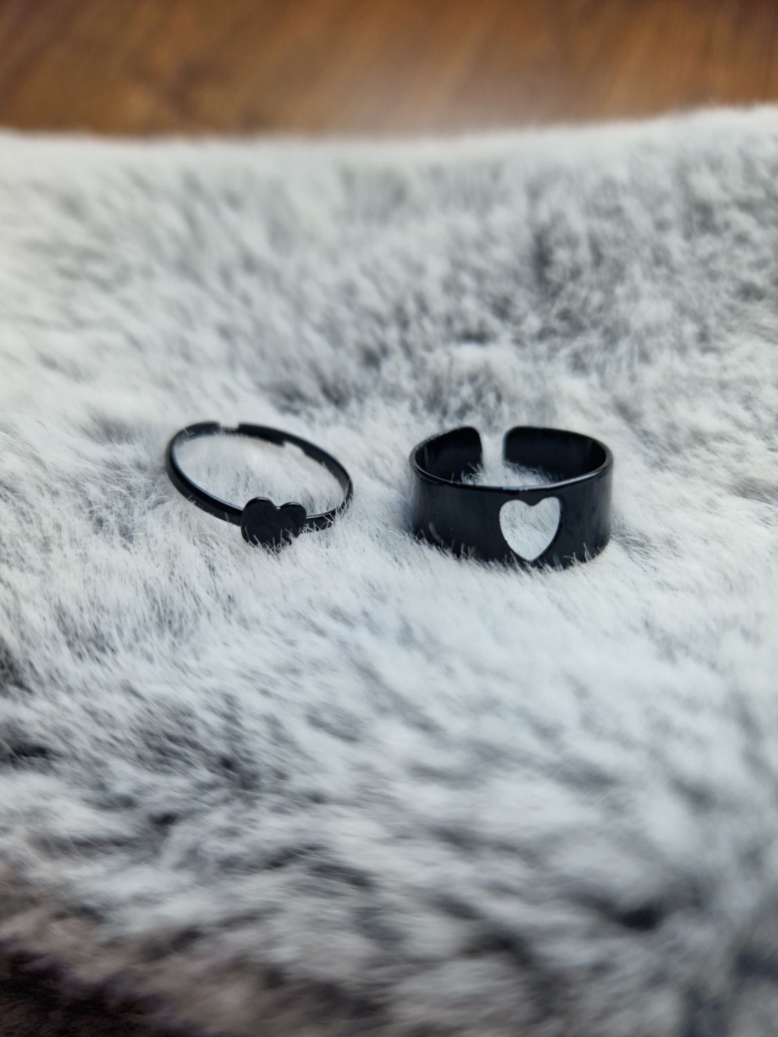Zestaw pierścionków czarny pierścionek matching dla par