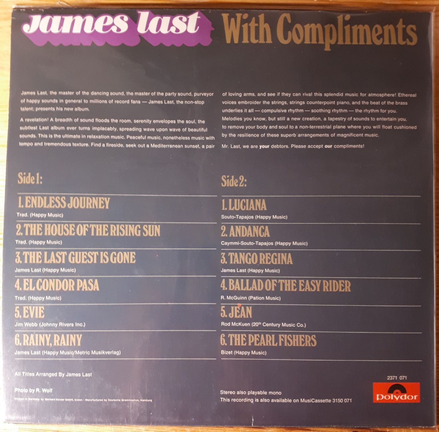 Płyta winyłowa - James Last – With Compliments, LP, Stereo, EX+/EX+