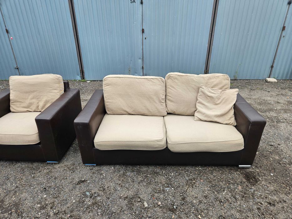 Sofa z funkcją spania oraz fotel