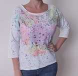 bluzka włoska 40/42 L XL pastelowy wzór przód tył dłuższy