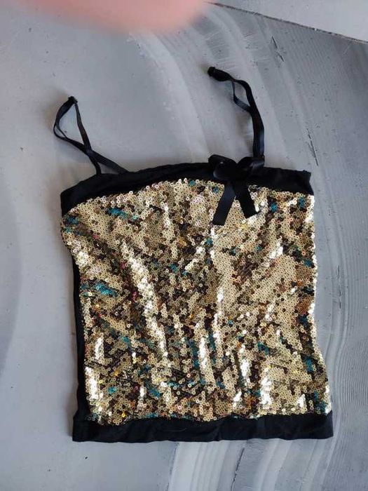 złoty top cekinowy DISCO 36/38 s/m
